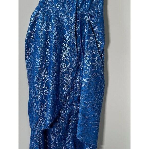Vtg Loralie Sequined Tulip Maxi Dress Strapless Floral Sweetheart Blue Size 3/4 - Picture 9 of 14